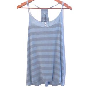 Blue Tattoo Racerback Striped Tank Top Size Medium